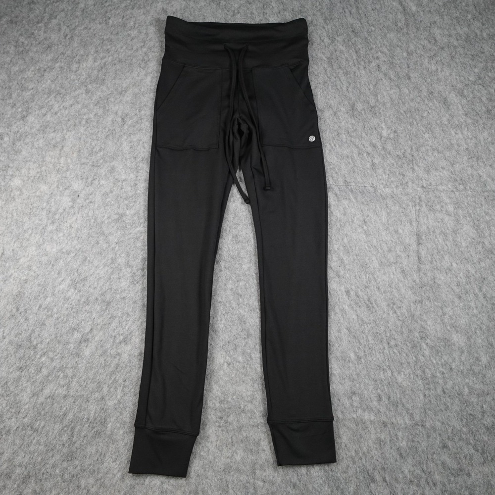 Bally Total Fitness Pants Women Small Black High Rise Drawstring Pocket Jogger